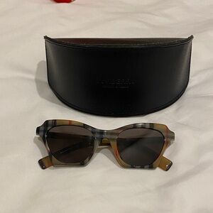 Burberry Multicolor Plaid Acetate Sunglasses with Brown Lenses